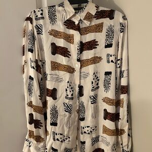Patterned Blouse with Glove Design